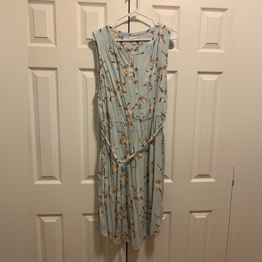 Ava & Viv, 1X, Blue Floral Sundress